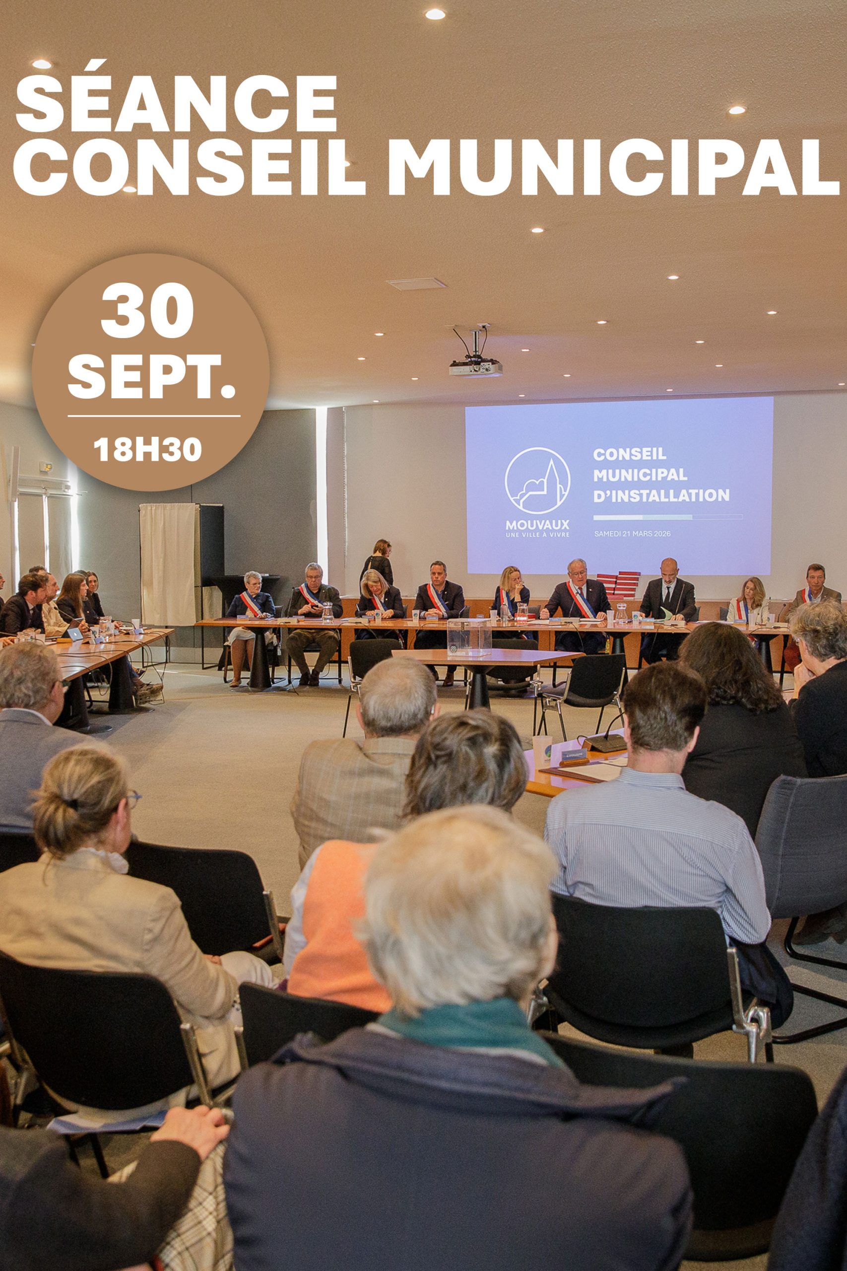 Séance du Conseil Municipal de Mouvaux, mercredi 30 septembre 2026 à 18h30 salle du Conseil