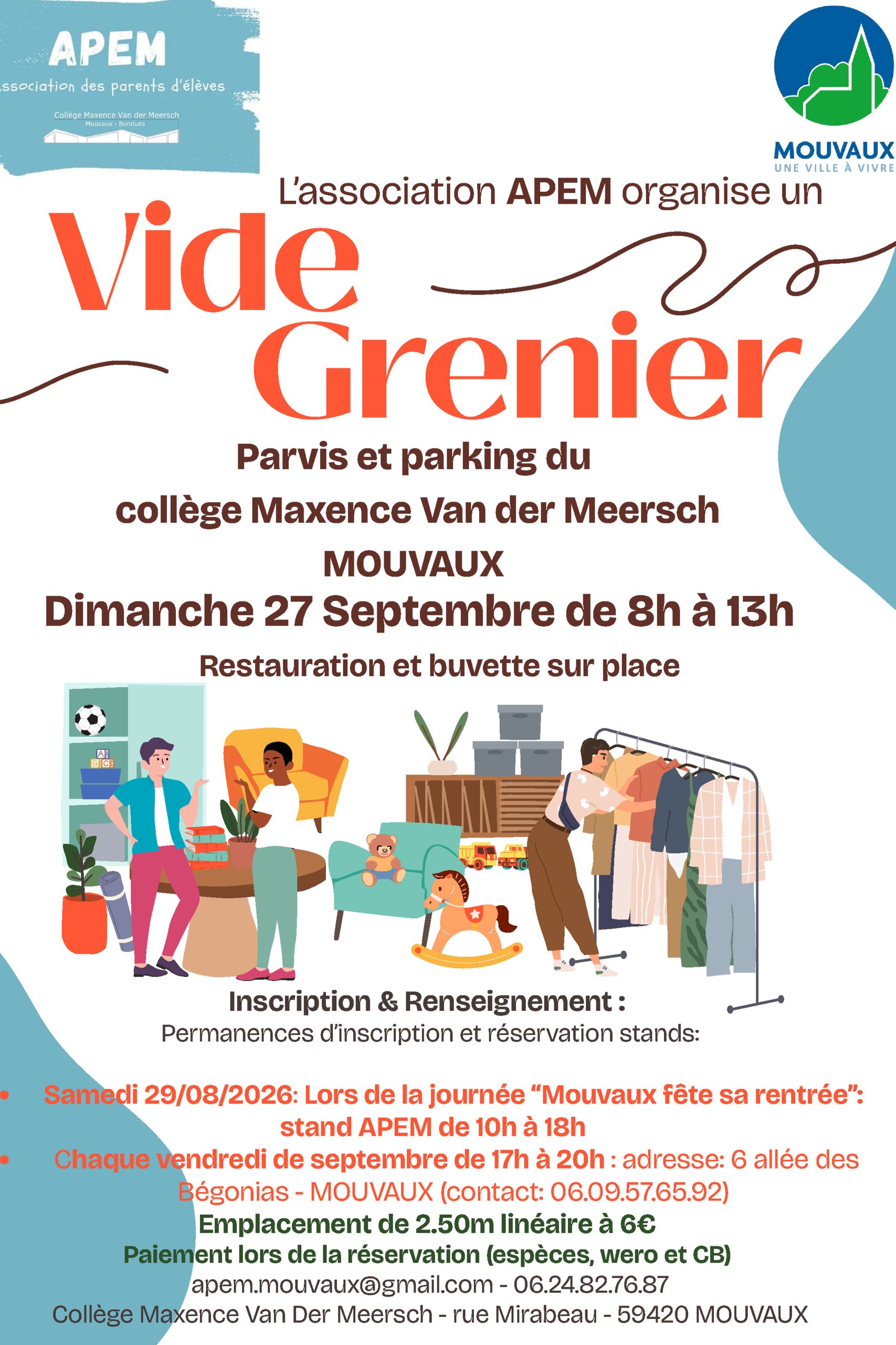 Vide-greniers du collège Maxence Van der Meersch, dimanche 27 septembre 2026 de 8h à 13h