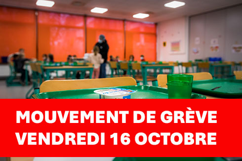 Grève sur la pause méridienne ce vendredi 16 octobre 2026